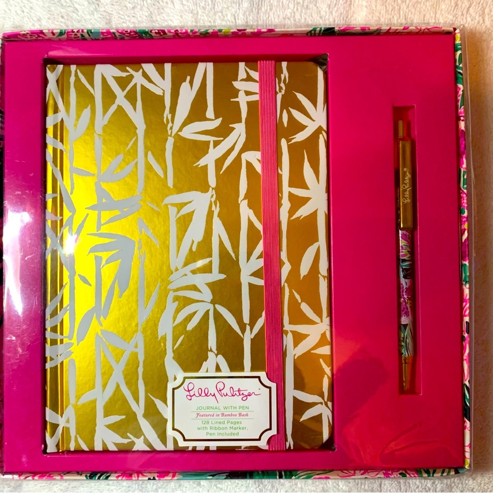 Lilly Pulitzer Bamboo Bash Boxed 128 pg lined Journal with Pen Gift Set